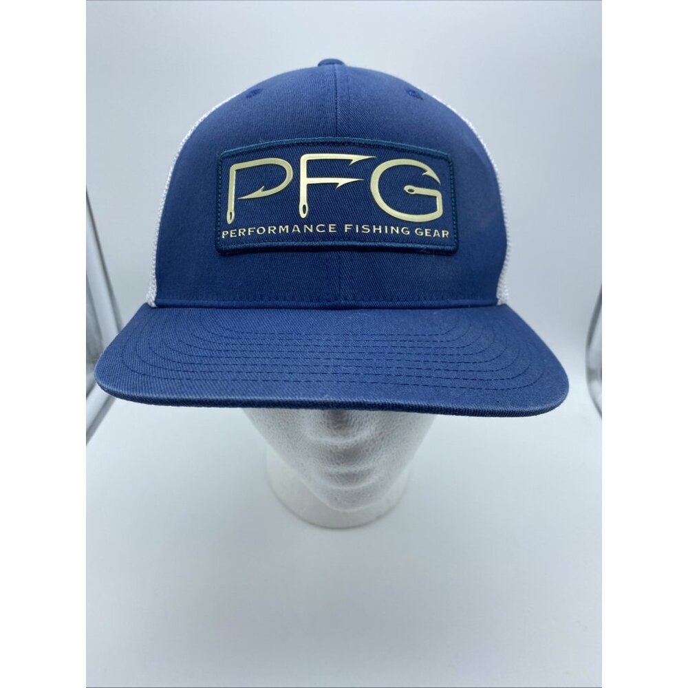 Columbia PFG Blue Logo Cap Hat Flex-Fit Stretch L/XL Mesh-back
